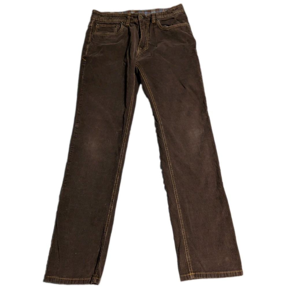 prAna Kravitz Corduroy Pants Mens 33x31 Brown Slim Fit Organic Cotton